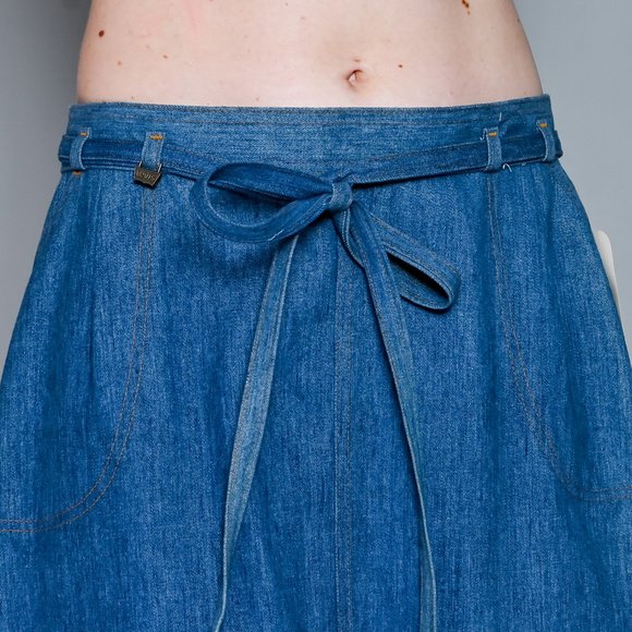 783. LEVI'S VINTAGE Denim Wrap Midi Skirt Sz 34 XL - Picture 2 of 9